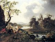 Ferdinand Kobell Flusslandschaft mit Wasserfall painting